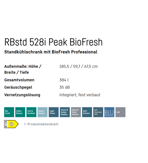 LIEBHERR利勃海尔RBstd 528i Peak独立式单门冰箱 生物养鲜